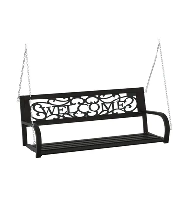 Patio Swing Bench 49.2" Steel and Plastic Black