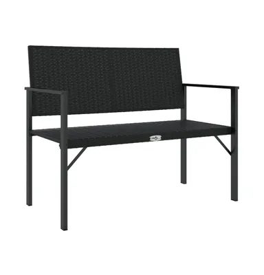 2-Seater Patio Bench Black Poly Rattan