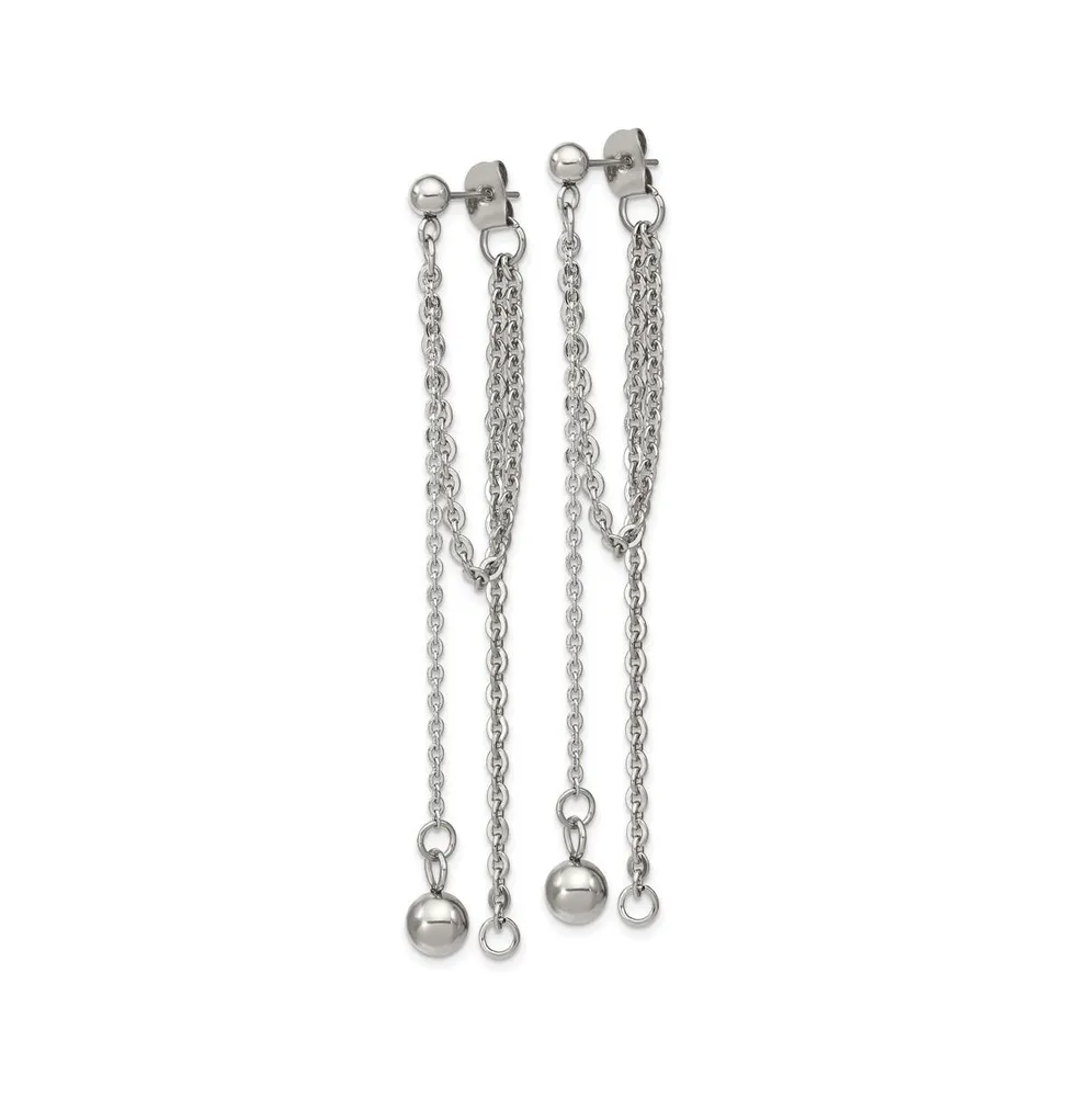 Chisel Stainless Steel Multi Chain Front and Back Dangle Earrings