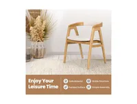 Leisure Bamboo Dining Chair with Curved Back and Anti-slip Foot Pads-Natural