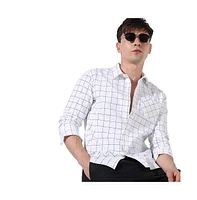 Campus Sutra Men's White Graph Check Shirt