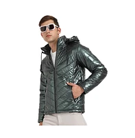 Campus Sutra Men's Forest Green Zip-Front Quilted Puffer Jacket