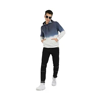 Campus Sutra Men's Blue & Grey Pullover Ombre Sweatshirt With Ribbed Hem