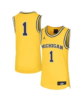 Big Boys Jordan #1 Maize Michigan Wolverines Team Replica Basketball Jersey
