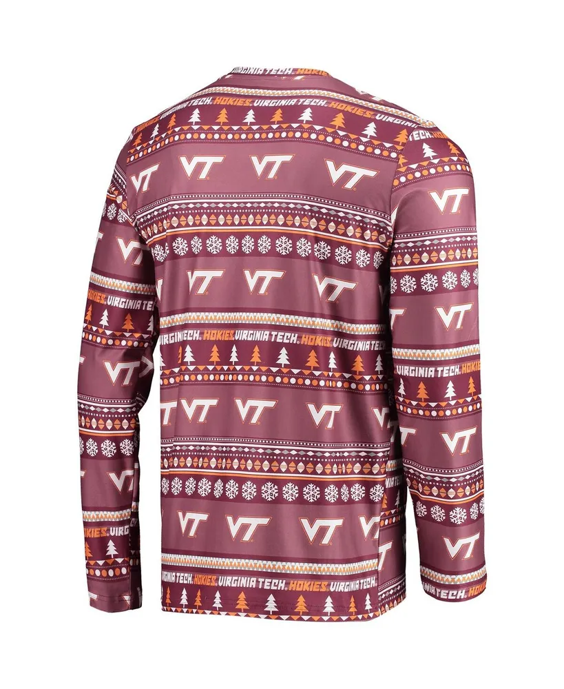 Men's Concepts Sport Maroon Virginia Tech Hokies Ugly Sweater Long Sleeve T-shirt and Pants Sleep Set