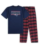 Men's Concepts Sport Navy, Red Distressed New England Patriots Big and Tall Flannel Sleep Set