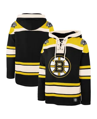 Men's '47 Brand Black Boston Bruins Big and Tall Superior Lacer Pullover Hoodie