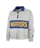 Women's '47 Brand Heather Gray Distressed Golden State Warriors Breakthrough Remi Quarter-Zip Jacket