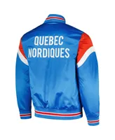 Men's Mitchell & Ness Blue Quebec Nordiques Midweight Satin Full-Snap Jacket