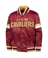 Big Boys Starter Wine Cleveland Cavaliers Home Game Varsity Satin Full-Snap Jacket