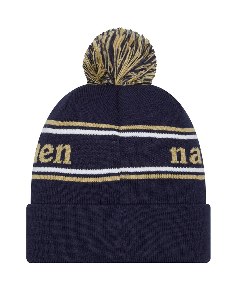 Men's New Era Navy Navy Midshipmen Marquee Cuffed Knit Hat with Pom
