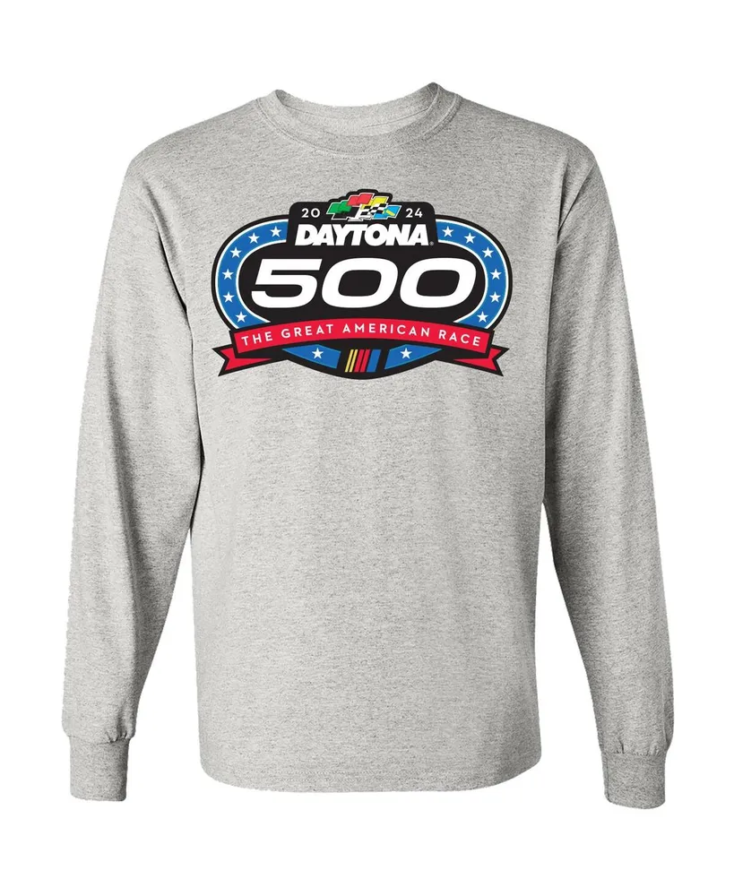 Men's Checkered Flag Sports Gray 2024 Daytona 500 Logo Long Sleeve T-shirt
