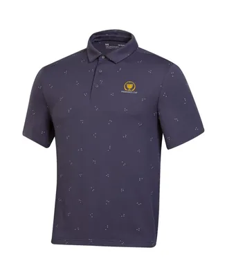 Men's Under Armour Navy 2024 Presidents Cup Scatter Print 3.0 Heather Polo Shirt