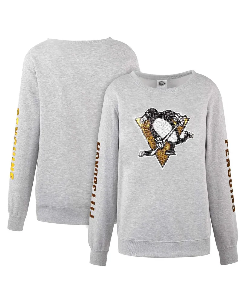 Cuce Women's Cuce Heather Gray Pittsburgh Penguins Sequin Pullover