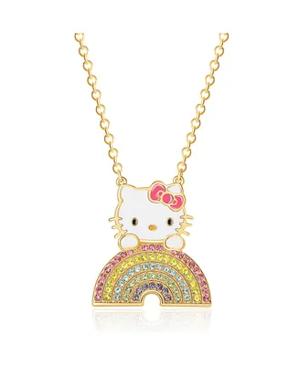 Sanrio Hello Kitty 18kt Flash Gold Plated Crystal Rainbow Necklace, 18'' Chain