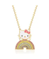 Sanrio Hello Kitty 18kt Flash Gold Plated Crystal Rainbow Necklace, 18'' Chain