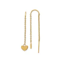 Chisel Stainless Steel Yellow plated Threader Heart Dangle Earrings