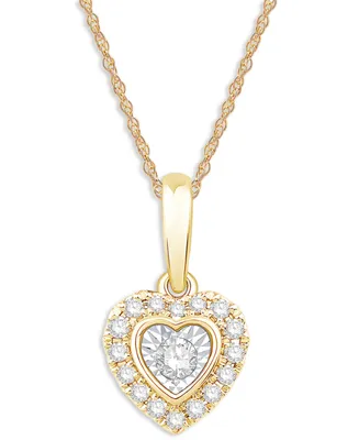 Diamond Heart Halo 18" Pendant Necklace (1/6 ct. t.w.) in 10k Two-Tone Gold