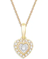 Diamond Heart Halo 18" Pendant Necklace (1/6 ct. t.w.) in 10k Two-Tone Gold