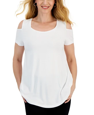 Jm Collection Women's Short Sleeve Scoop-Neck Cold-Shoulder Top, Created for Macy's
