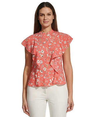 Tommy Hilfiger Women's Floral-Print Ruffled Blouse