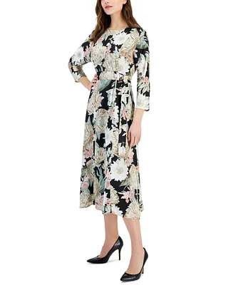 Anne Klein Women's Floral-Print Dolman-Sleeve Dress