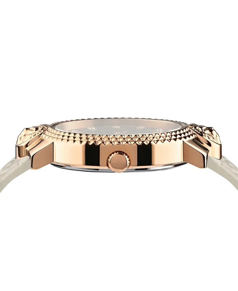 Versus Versace Women's Mouffetard Two Hand Beige Leather Watch 38mm