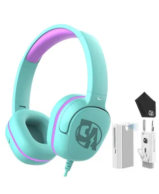 Kids Wired Green Purple Headphones 3.5mm Jack Safe Volume Limit, Hd Stereo Sound On-Ear Girls Boys