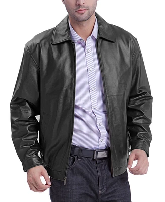 Bgsd Men Derrick Leather Bomber Jacket - Big and Tall