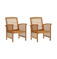 Patio Chairs 2 pcs Solid Acacia Wood