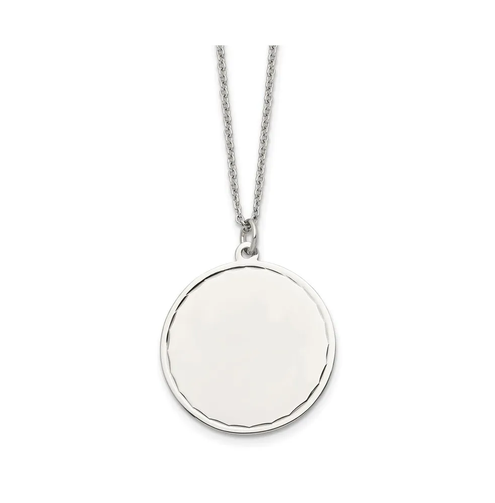 Chisel Engrave able Round Disc Pendant Cable Chain Necklace