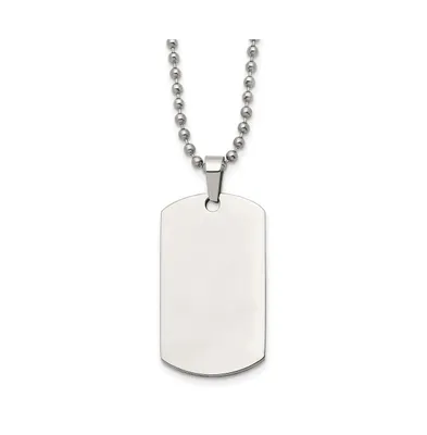 Chisel Brushed Rounded Edge 2mm Dog Tag Ball Chain Necklace