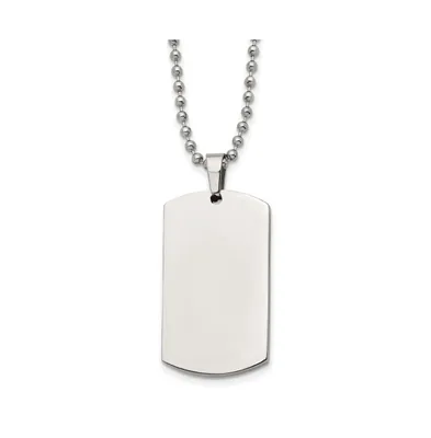 Chisel Brushed Rounded Edge 4mm Dog Tag Ball Chain Necklace