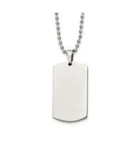 Chisel Brushed Rounded Edge 4mm Dog Tag Ball Chain Necklace