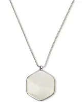 Lucky Brand Silver-Tone Stone Hexagon 30" Adjustable Pendant Necklace