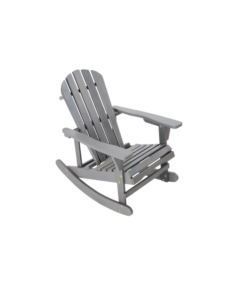 Simplie Fun Adirondack Rocking Chair Solid Wood Chairs Finish Outdoor Furniture For Patio, Backyard