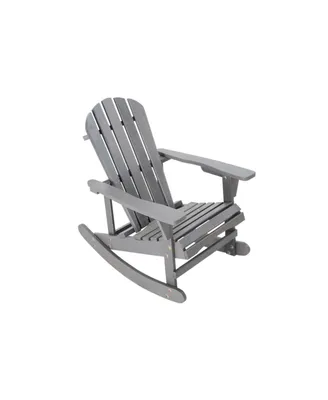 Simplie Fun Gray Adirondack Rocking Chair for Outdoor Relaxation