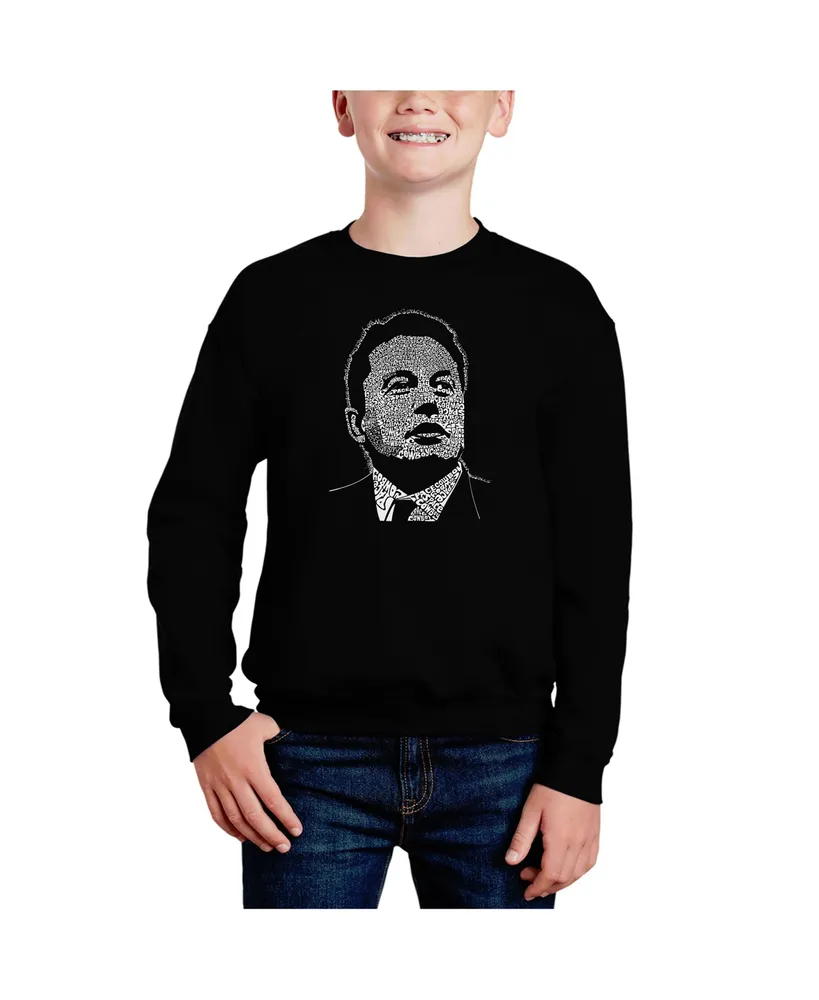 Elon Musk - Big Boy's Word Art Crewneck Sweatshirt