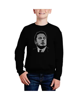 Elon Musk - Big Boy's Word Art Crewneck Sweatshirt