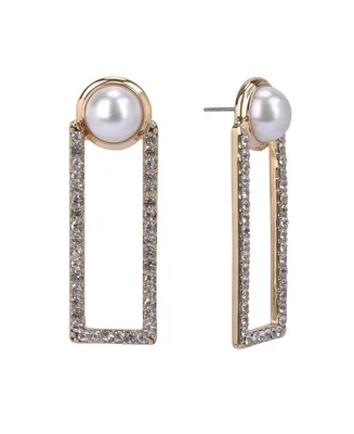 Laundry by Shelli Segal Pearl and Stone Rectangle Drop Earrings