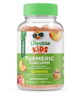 Lifeable Turmeric Curcumin and Ginger for Kids Gummies - Immune Support - Great Tasting Natural Flavor, Herbal Supplement Vitamins - 60 Gummies
