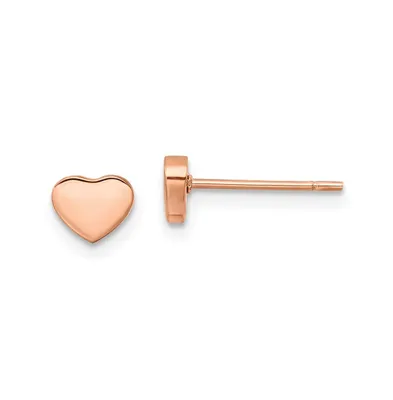 Chisel Stainless Steel Polished Rose Ip-plated Heart Earrings