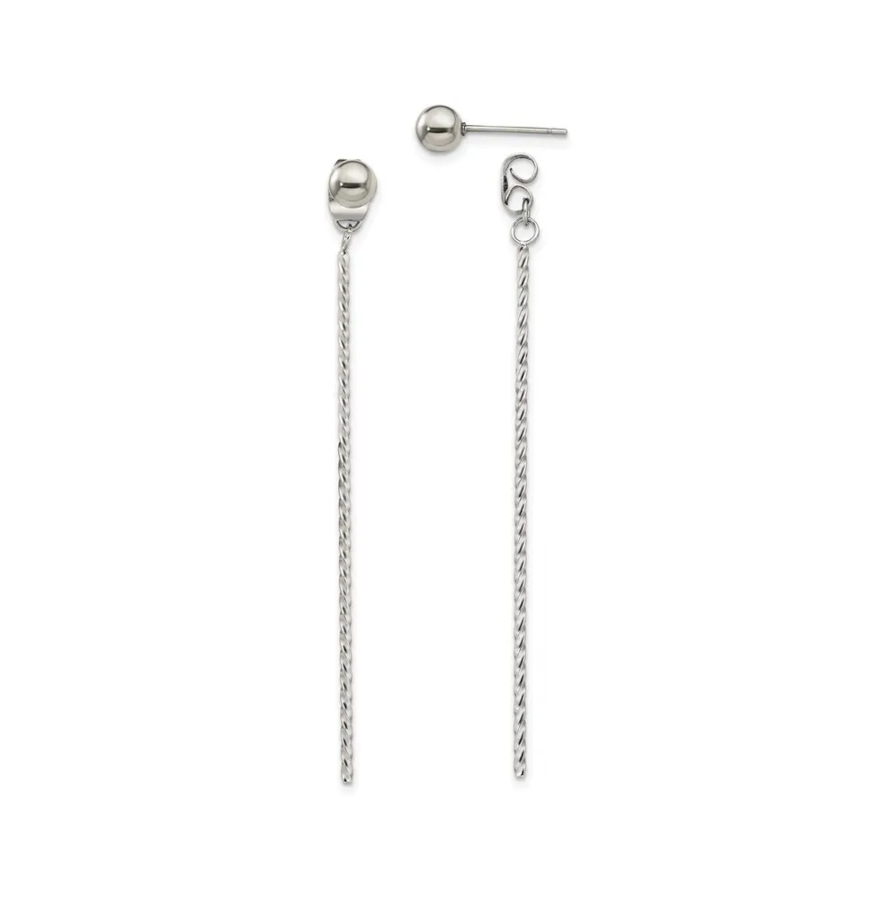 Chisel Stainless Steel Polished Bar Front and Back Dangle Earrings