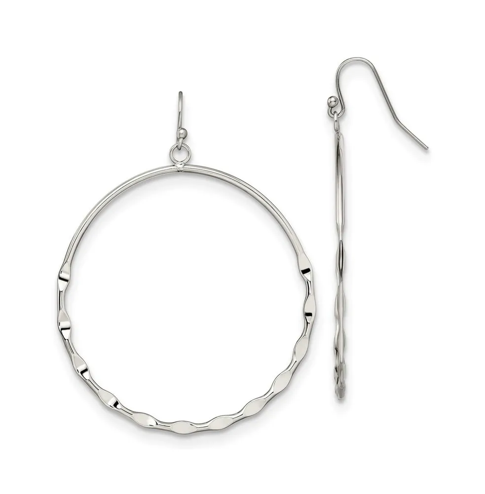 Chisel Stainless Steel Polished Hoop Dangle Shepherd Hook Earrings