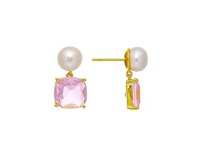 Pearl and Pink Crystal Drop Earring