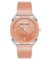 Anne Klein Women's Quartz Silver-Tone Alloy and Mauve Enamel Watch, 34mm