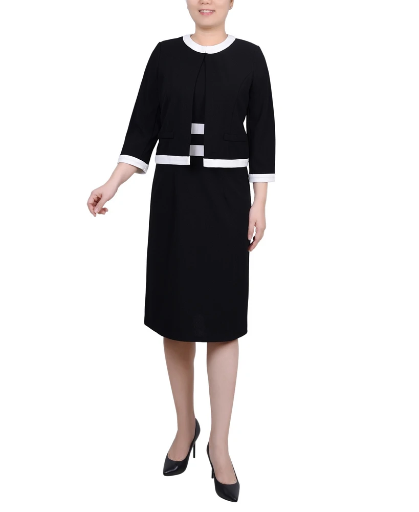 Ny Collection Women's Elbow Sleeve Colorblocked Dress, 2 Piece Set