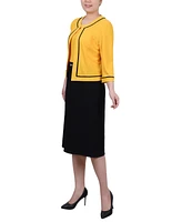 Ny Collection Women's 3/4 Sleeve Dress, 2 Piece Set