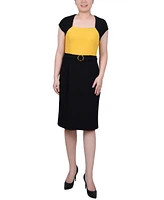 Ny Collection Women's 3/4 Sleeve Colorblocked Dress, 2 Piece Set
