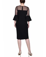 Ny Collection Women's Illusion Neck Scuba Dress